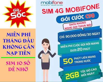 Siêu Sim MobiFone C90N | Gọi Miễn Phí Các Mạng + Tặng 120 Gb/Tháng